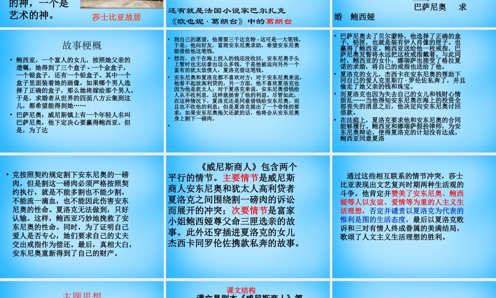 九年级语文下册 第13课(威尼斯商人)课件 新人教版 课件