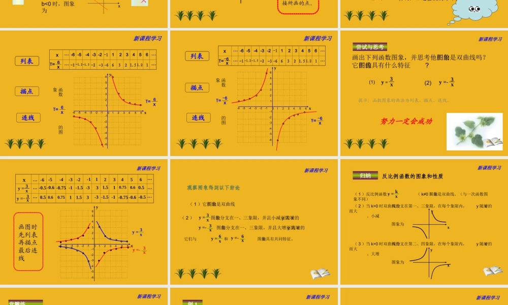 八年级数学下册 9.2(反比例函数的图象与性质)课件 苏科版 课件