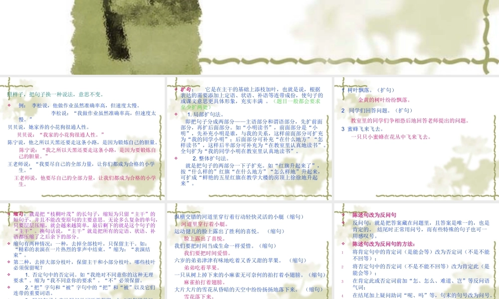 小学语文总复习之句式转换