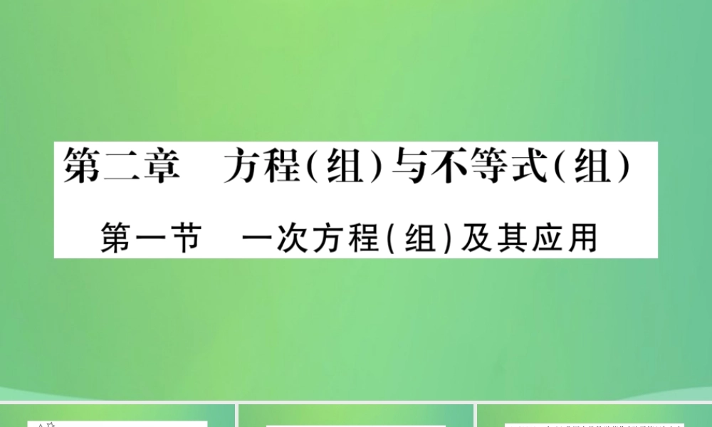 中考数学复习 第一轮 考点系统复习 第二章 方程(组)与不等式(组)第一节 一次方程(组)及其应用(精练)课件