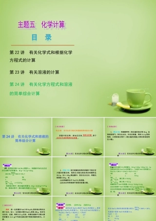 中考化学自主复习 化学计算(三)有关化学方程式和溶液的简单综合计算课件