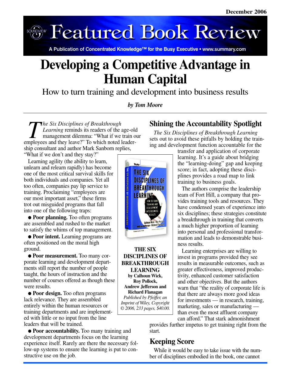 [国外经济类书籍大全].FEATURED.BOOK.REVIEW.THE.SIX.DISCIPLINES.OF.BREAKTHROUGH.LEARNING_第1页
