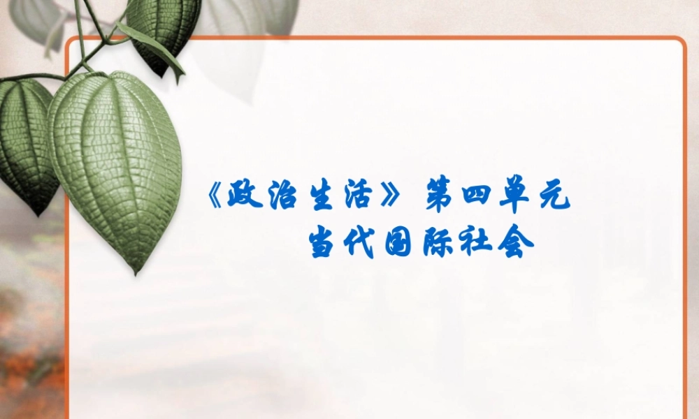 《政治生活》第四单元当代国际社会