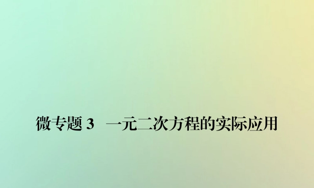 九年级数学上册 微专题3 一元二次方程的实际应用习题课件 (新版)新人教版 课件