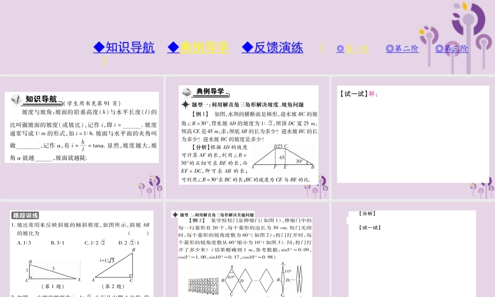 九年级数学上册 第24章 解直角三角形 244 解直角三角形 第3课时 解直角三角形(三)习题课件 (新版)华东师大版 课件