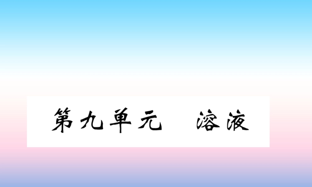 中考化学复习 第1编 教材知识梳理篇 第9单元 溶液(精练)课件