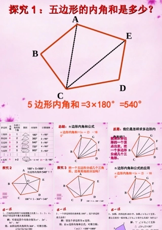 中学七年级数学下册(7.5 多边形的内角和与外角和)课件1 (新版)苏科版 课件