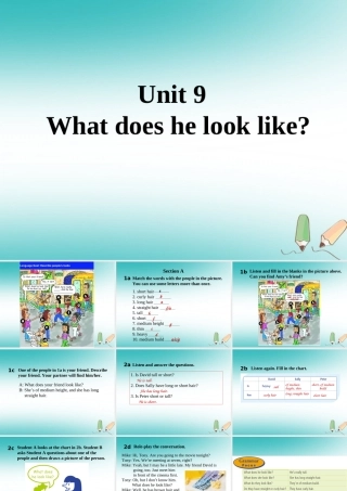 山东省郓城县随官屯镇七年级英语下册 Unit 9 What does he look like课件 (新版)人教新目标版 课件