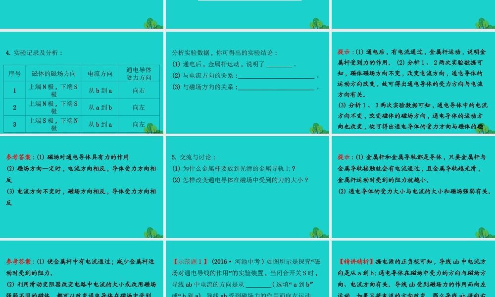 九年级物理全册 173科学探究：电动机为什么会转动习题课件 (新版)沪科版 课件