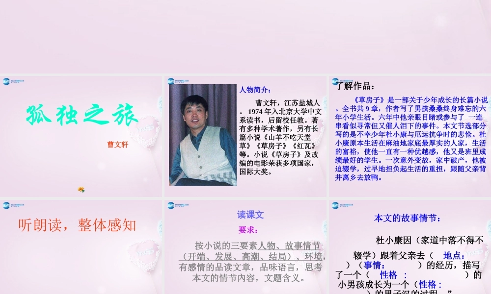 山东省泰安市九年级语文上册 10 孤独之旅课件 新人教版 课件