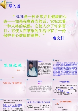 山东省泰安市九年级语文上册 10 孤独之旅课件 新人教版 课件