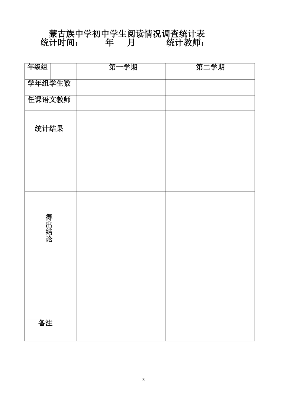 中学生课内外阅读情况调查表_第3页