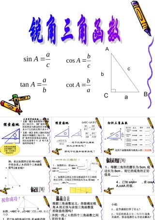 九年级数学下册 11(锐角三角函数)课件 浙教版 课件