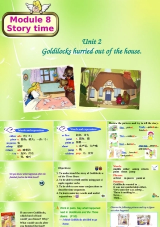 中学七年级英语下册 Module 8 Unit 2 Goldilocks hurried out of the house课件 (新版)外研版 课件