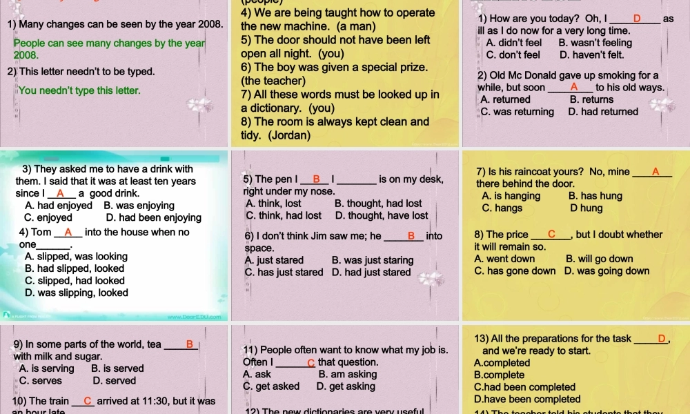 人教版高三英语语法复习 被动语态 课件