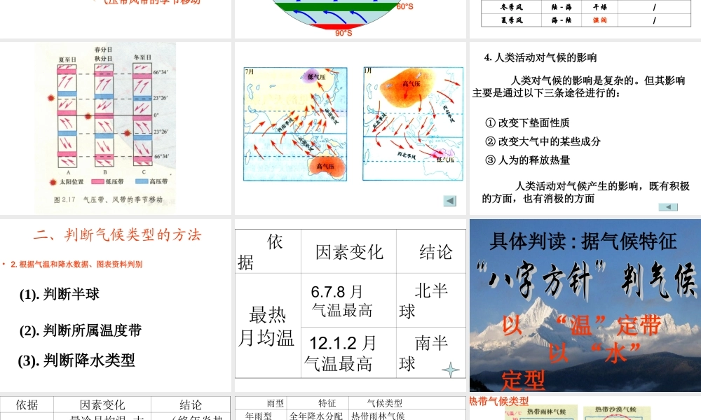 -单元活动分析判断气候类型