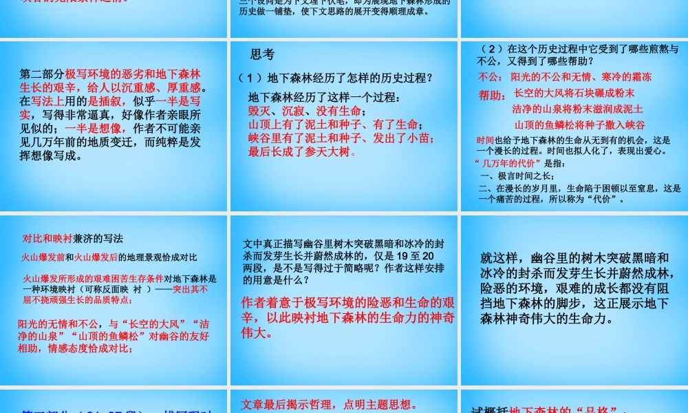 九年级语文下册 第11课(地下森林断想)课件 新人教版 课件