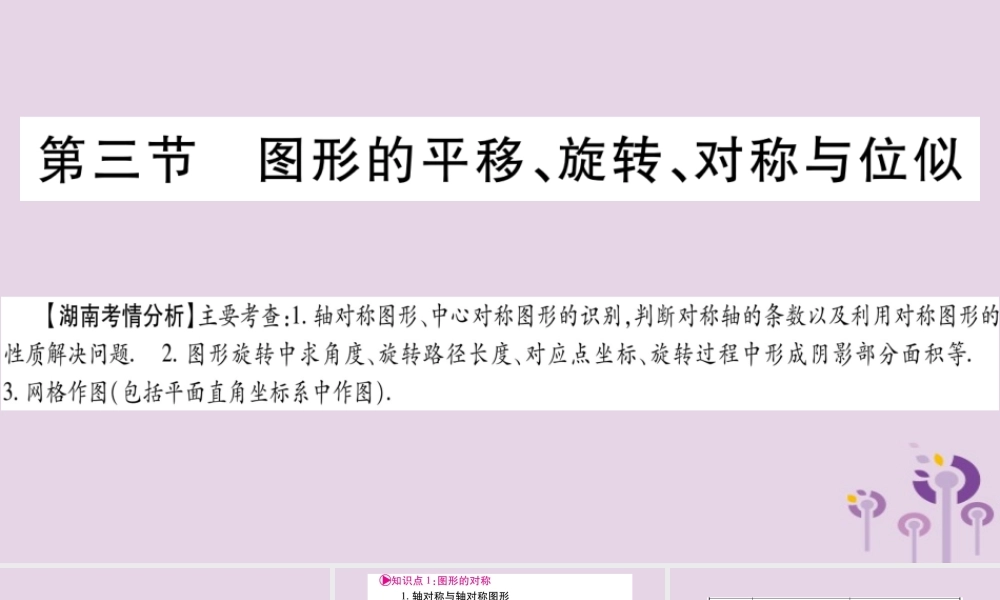 中考数学复习 第一轮 考点系统复习 第7章 图形与变换 第3节 图形的平移、旋转、对称与位似导学课件