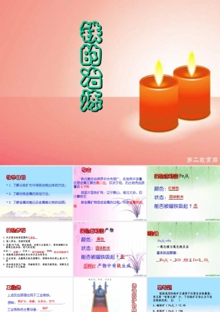 新课标 沪教版初三化学铁的冶炼 课件
