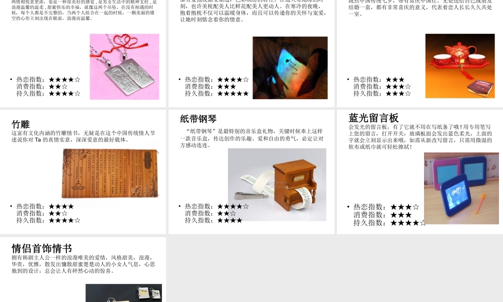 七夕情人：你送什么礼物给你最爱的人？-PPT