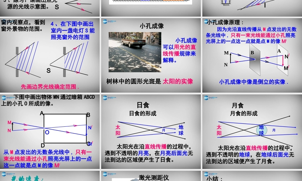 中学八年级物理上册 3.3 光的直线传播课件 (新版)苏科版 课件