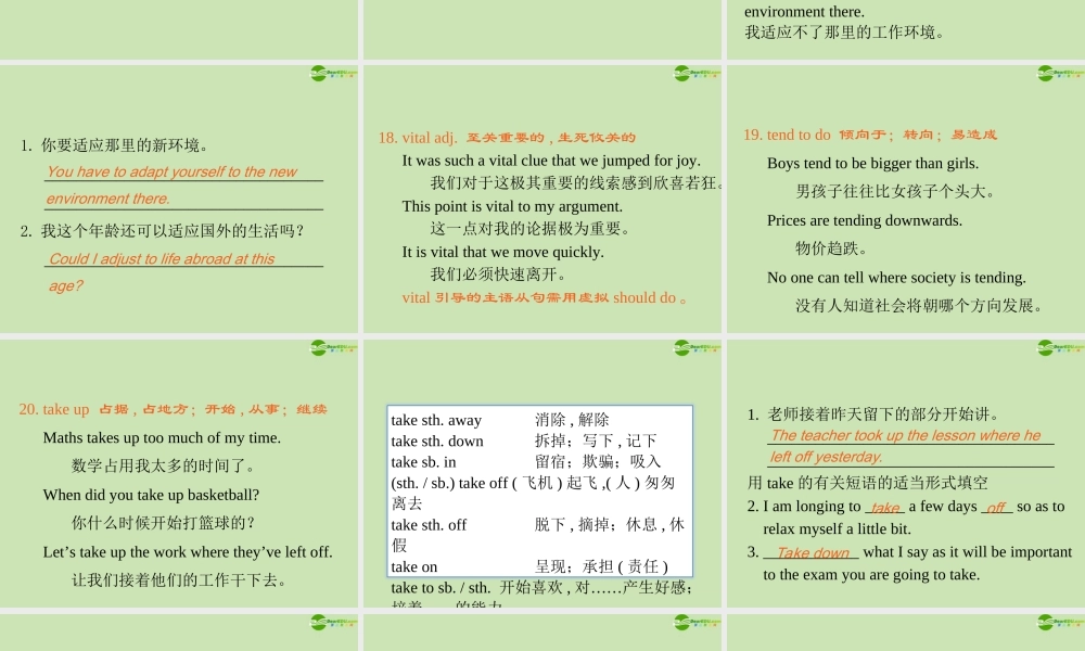 广东省高三英语第一轮总复习 Module5 Unit15 earning(2)课件 北师大版 新课标 课件