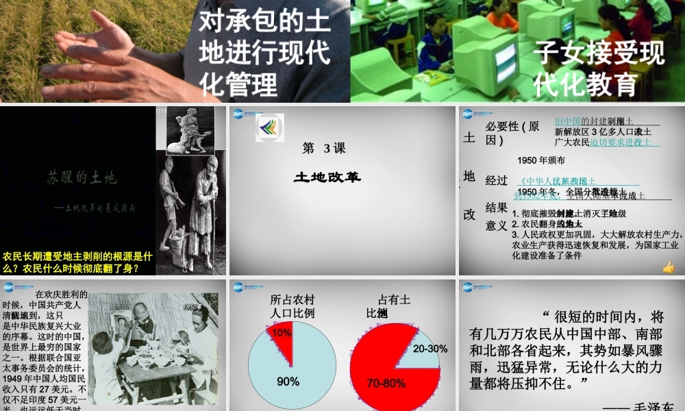 八年级历史下册(第3课 土地改革)课件 新人教版 课件