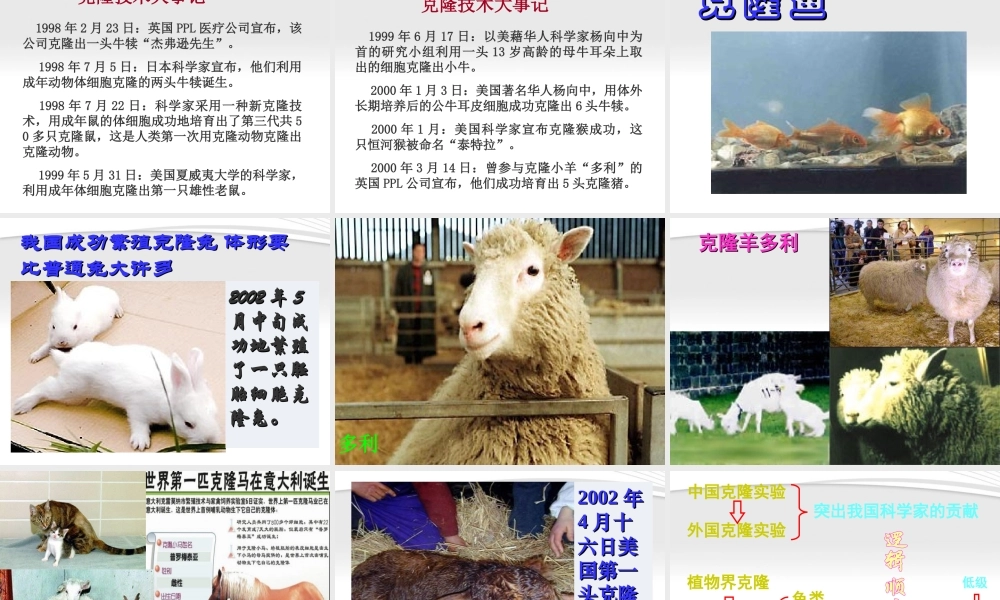 八年级语文上册(奇妙的克隆)课件 人教新课标版 课件