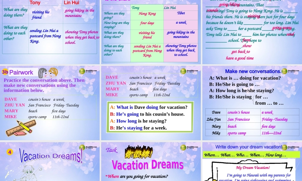 八年级英语上册(Unit 3 What are you doing for vacation Section A2) 人教新目标版 课件