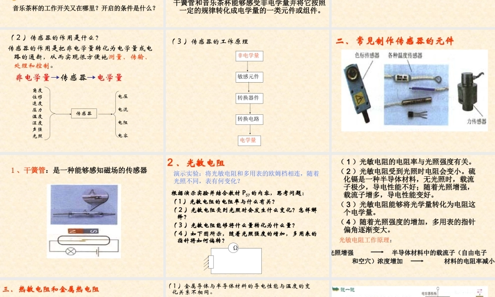【物理】61传感器及其工作原理课件2（人教版选修3-2）