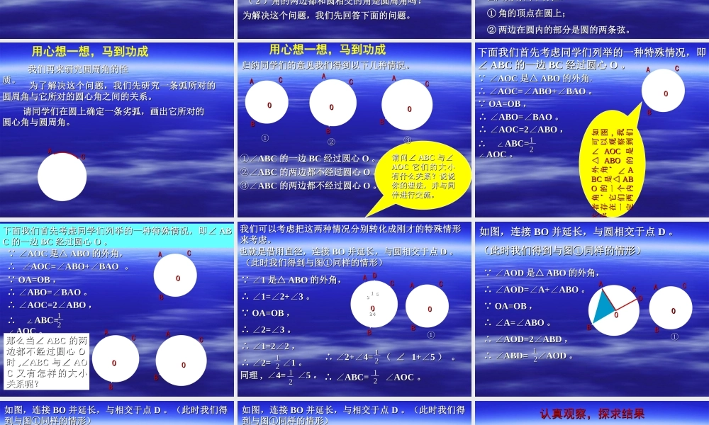 圆心角与圆周角的关系