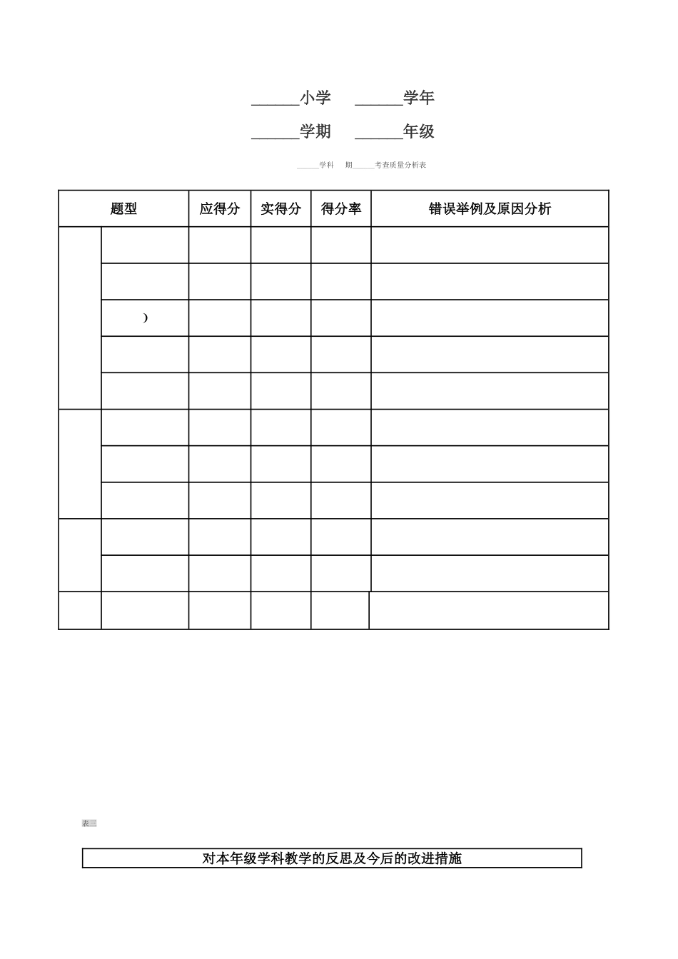 小学成绩分析表 (6)_第1页