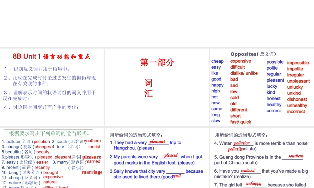 牛津版初中英语八年级下Unit1复习课件