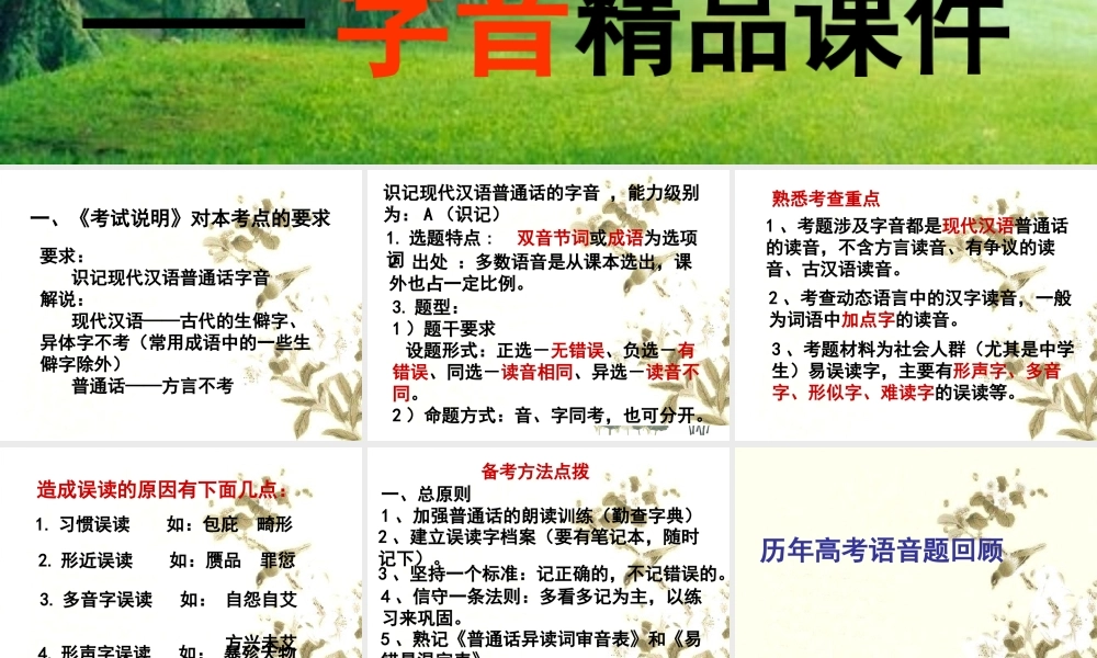 2014年高考专题复习——字音精品课件