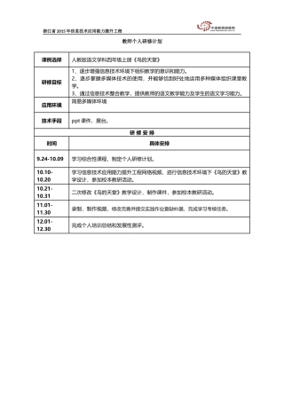 宋筱琴个人研修计划
