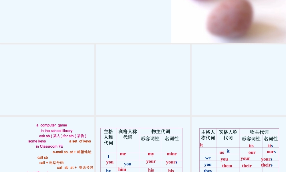 2012版新目标英语七年级上册Unit3复习