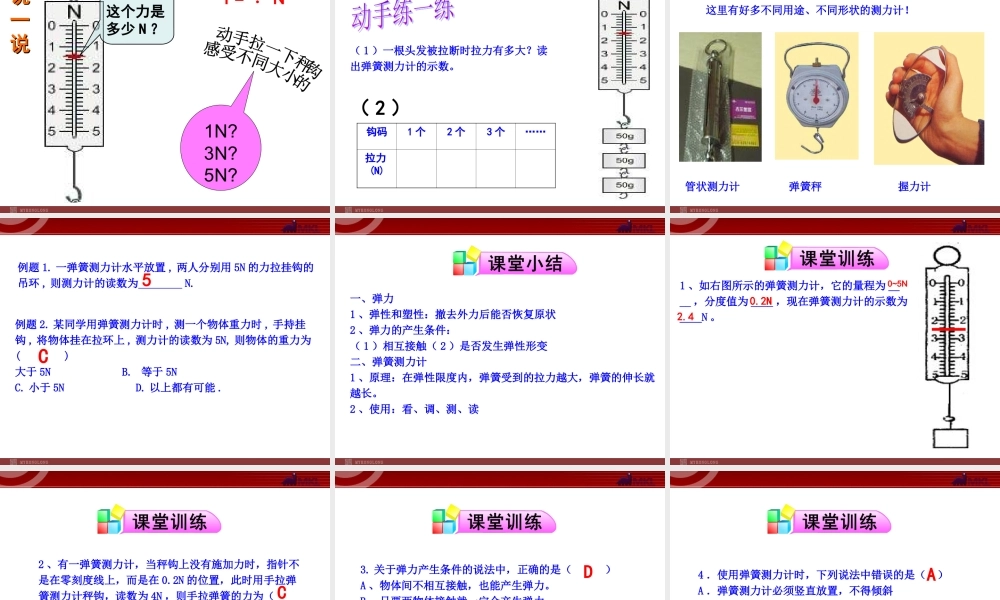 二、弹力力的测量