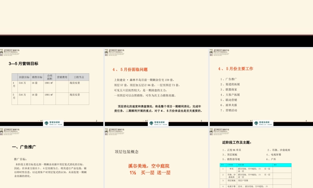 2010年上街建业森林半岛住宅项目4、5月份推广策划方案