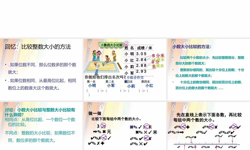 小学数学2011版本小学四年级小数的比较大小