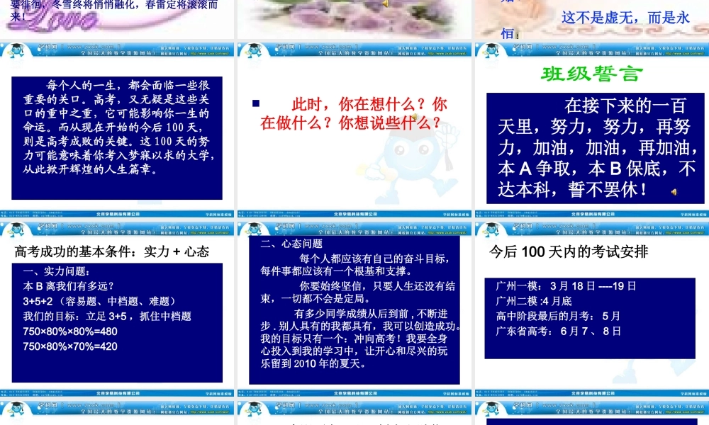 班会课件之励志系列：高考百日誓师班会