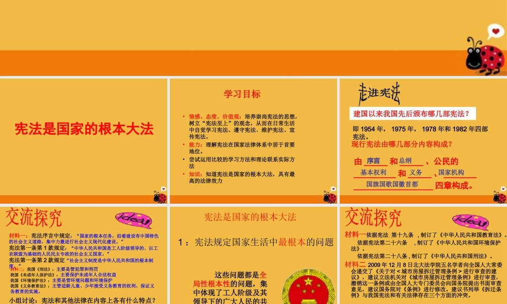 八年级政治上册 宪法是国家的根本大法课件 鲁教版 课件