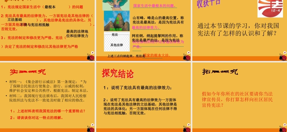 八年级政治上册 宪法是国家的根本大法课件 鲁教版 课件