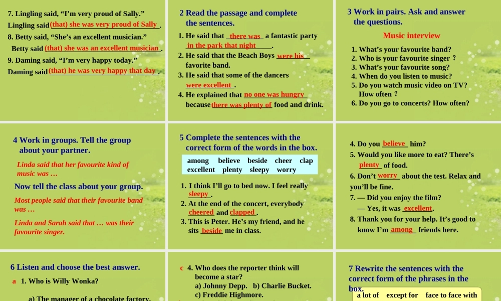 八年级英语下册(Module 6 Entertainment Unit 3 Language in use )课件 外研版 课件