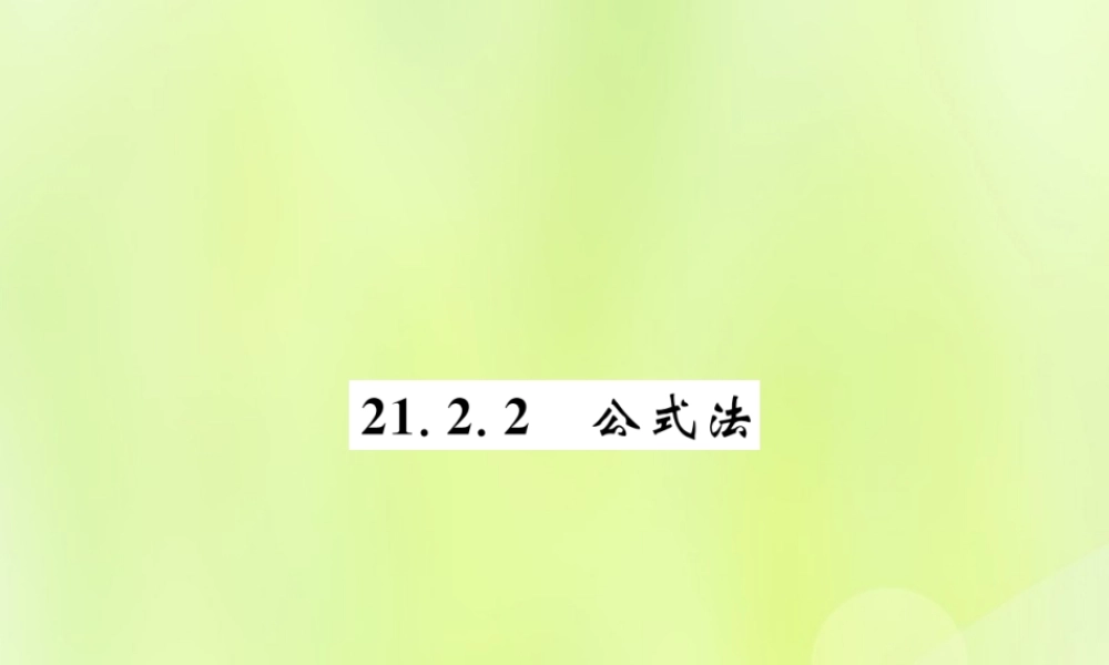 九年级数学上册 第二十一章 一元二次方程 212 解一元二次方程 2122 公式法课件 (新版)新人教版 课件
