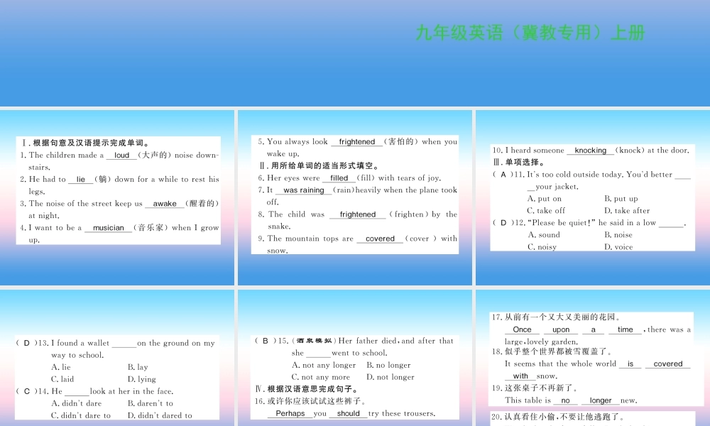 九年级英语上册 Unit 4 Stories and poems Lesson 22 The GiantⅠ习题课件 (新版)冀教版 课件