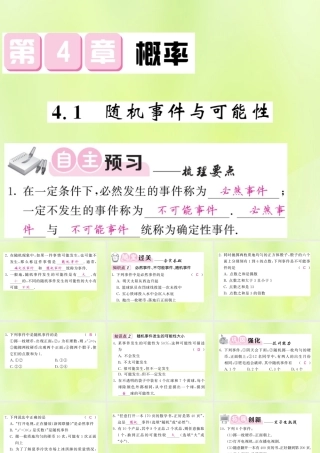 九年级数学下册 第4章 概率 41 随机事件与可能性习题课件 (新版)湘教版 课件