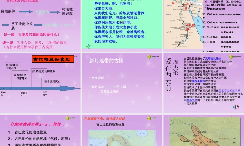 八年级历史与社会上册 第二单元 第1课得天独厚的大河文明课件 人教版 课件