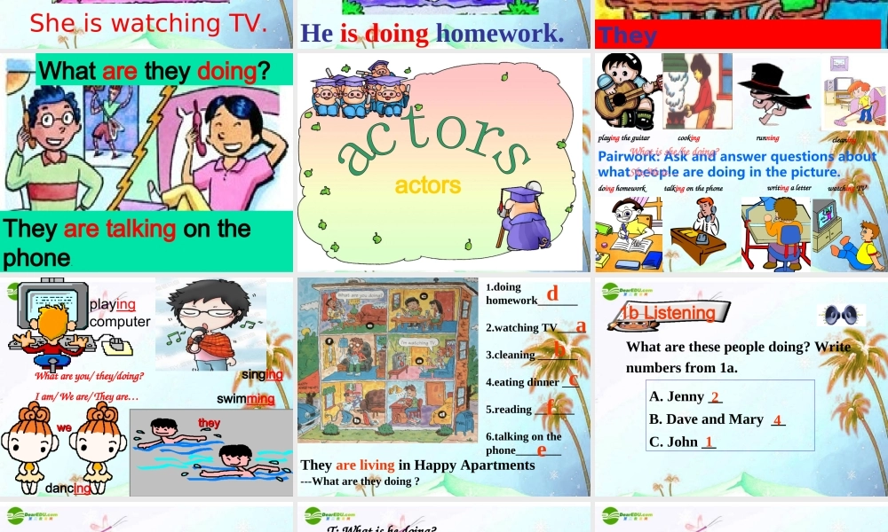 七年级英语下册 unit5 I'm watching TV Section A课件 人教新目标版 课件