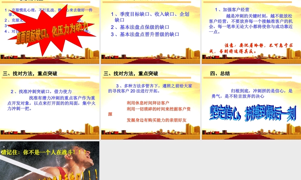 保险公司业务冲刺专题早会分享销售激励ppt演示文档课件模板培训资料