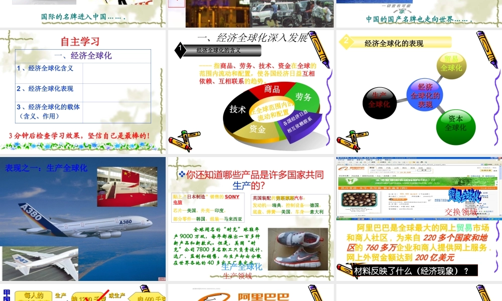 人教高中版政治必修一-《第十一课-第一框-面对经济全球化》课件